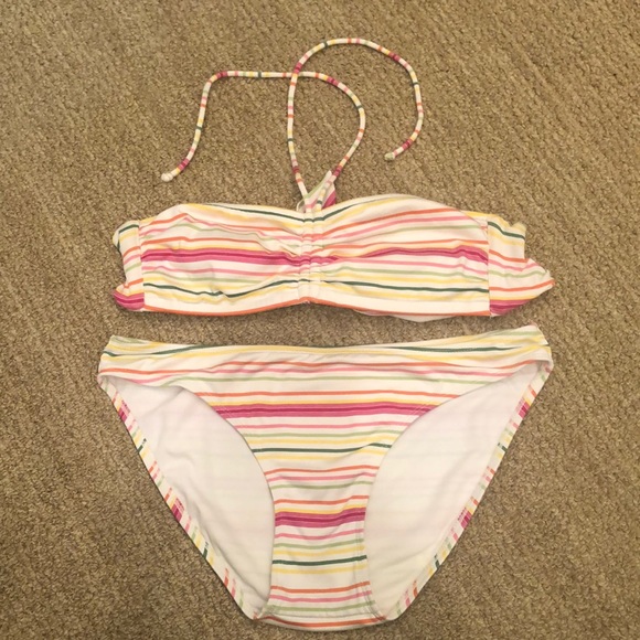 Xhilaration Large Striped Bandeau Bikini - Picture 1 of 8
